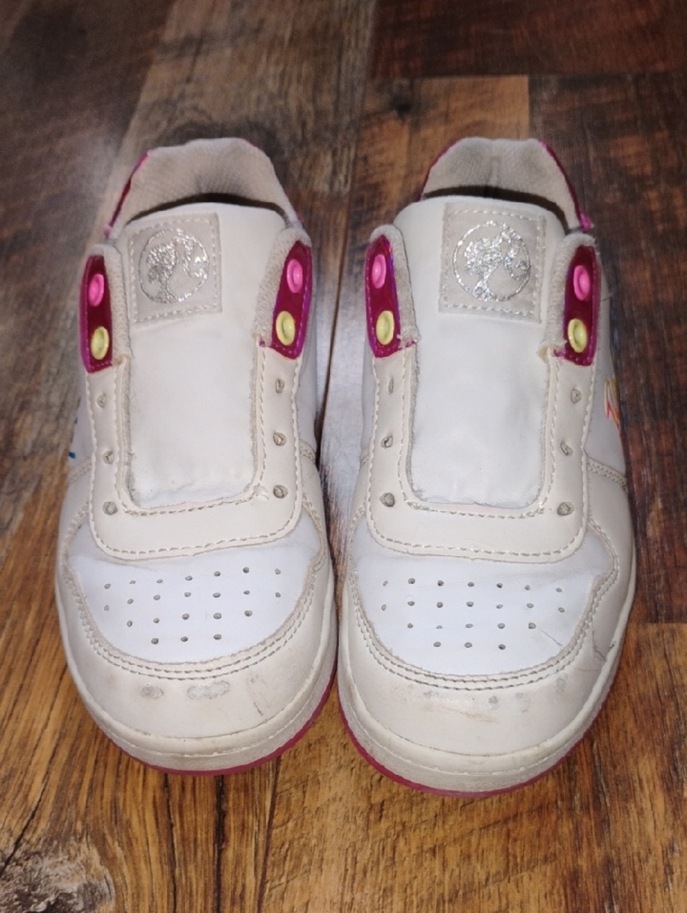 Barbie White Kids Sneakers with Pink and Yellow Accents